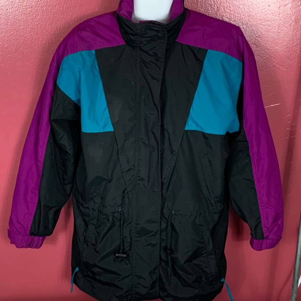 Hunt Club Mens Aqua Berry Color Block Zip Up Jacket